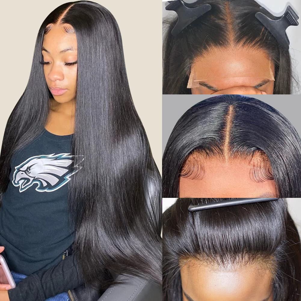 4x4 5x5 transparent HD Swiss Lace closure Straight Raw Indian Human Hair Wig Glueless Natural wholesale Vendors For Black Women