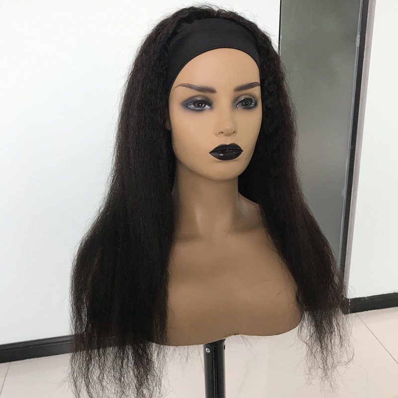 Cuticle Aligned Hair Headband Wig Women Curly Headband Human Hair Wig for Black Yaki Virgin Brazilian Water Wave Kinky Straight
