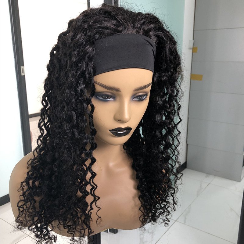 Cuticle Aligned Hair Headband Wig Women Curly Headband Human Hair Wig for Black Yaki Virgin Brazilian Water Wave Kinky Straight
