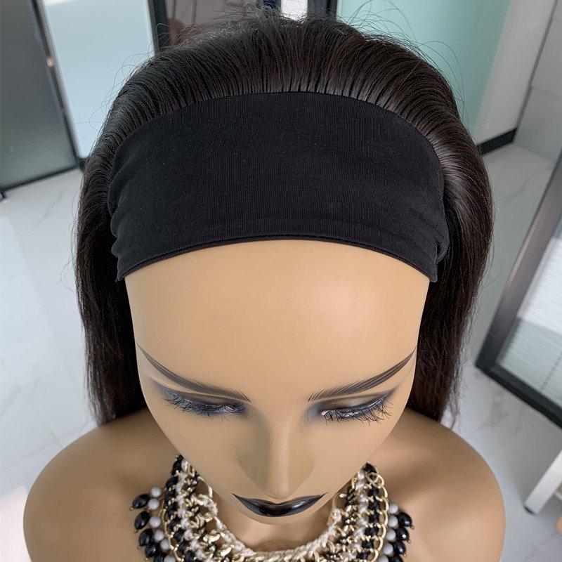 Cuticle Aligned Hair Headband Wig Women Curly Headband Human Hair Wig for Black Yaki Virgin Brazilian Water Wave Kinky Straight
