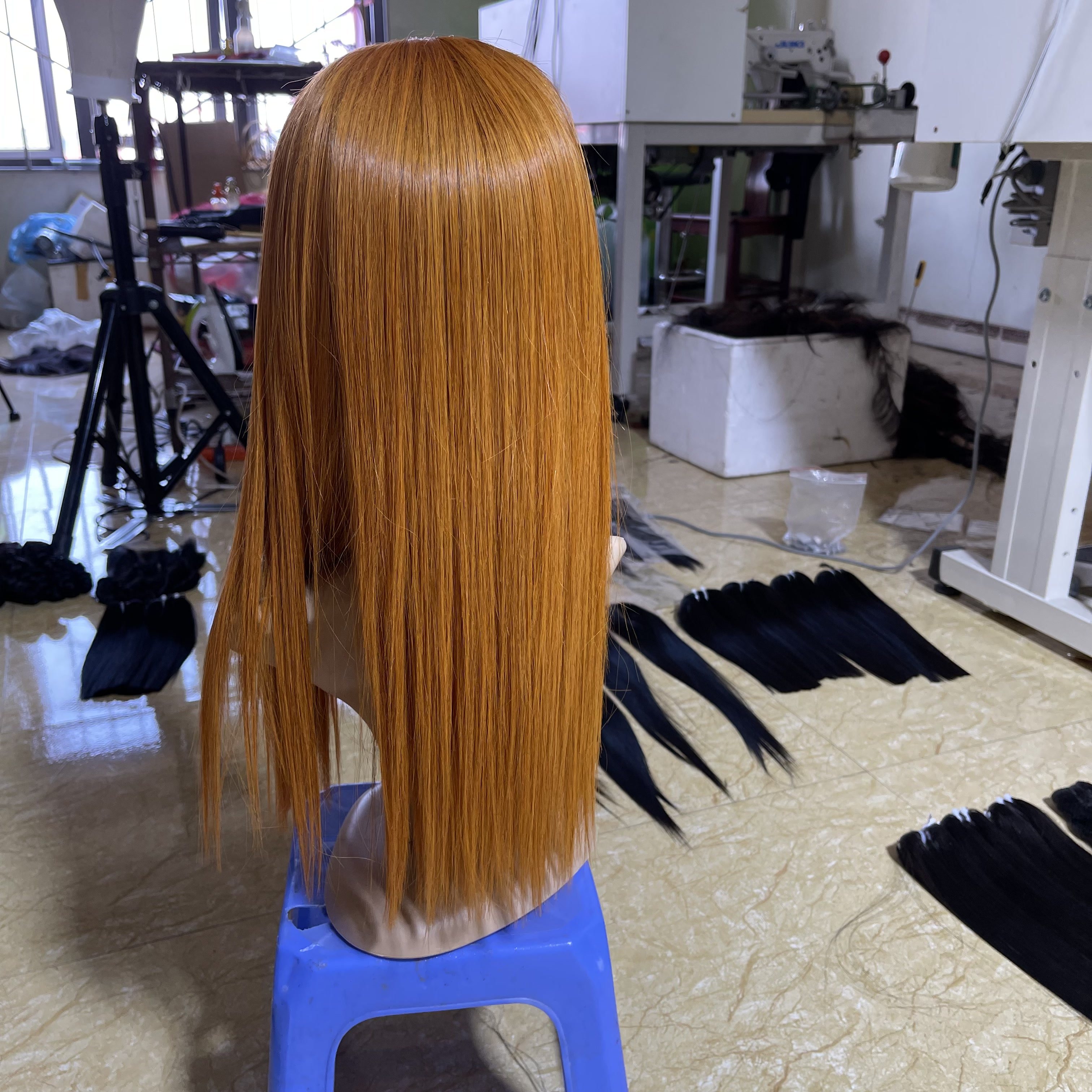Wholesale Orange Short Bob Side Part Wigs For Black Women lace front bob 100% Vietnamese human hair wigs