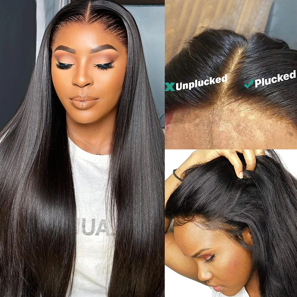 360 Full Hd Lace Frontal Wig Pre Plucked,Glueless Lace Front 360 Braided Wig,Unprocessed Human Hair Wig With Baby Hair Black Wig
