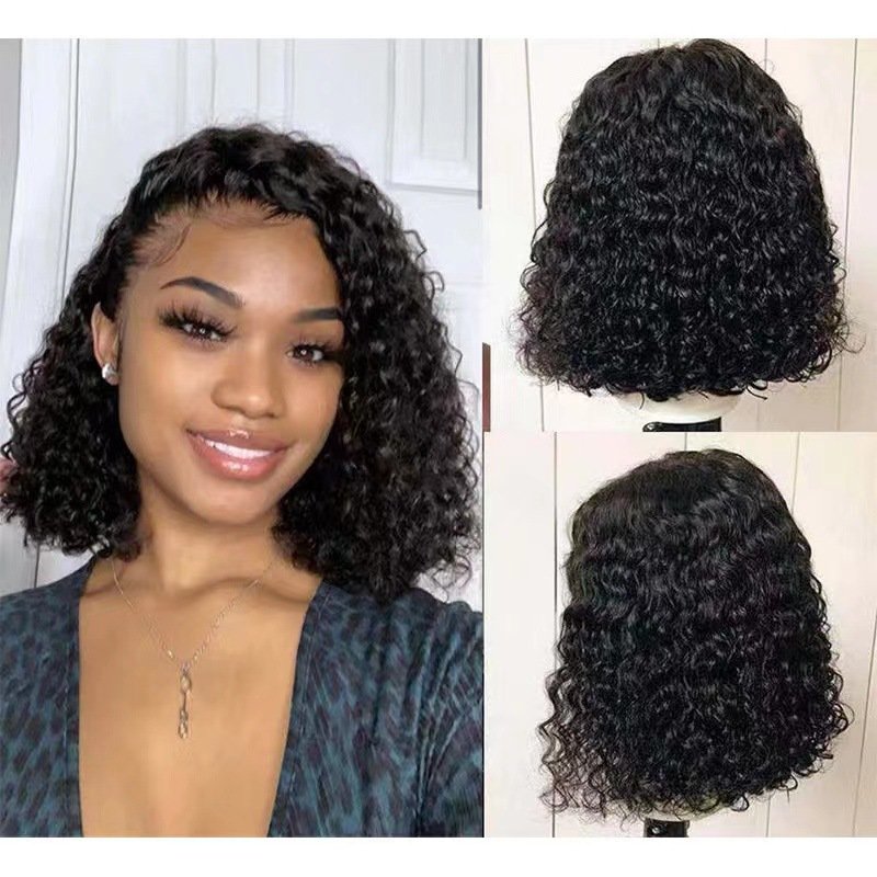 New Human Hair Natural Color Small Curly Short Hair Wig High-temperature Fiber Chemical Fiber Glueless Headband Wig
