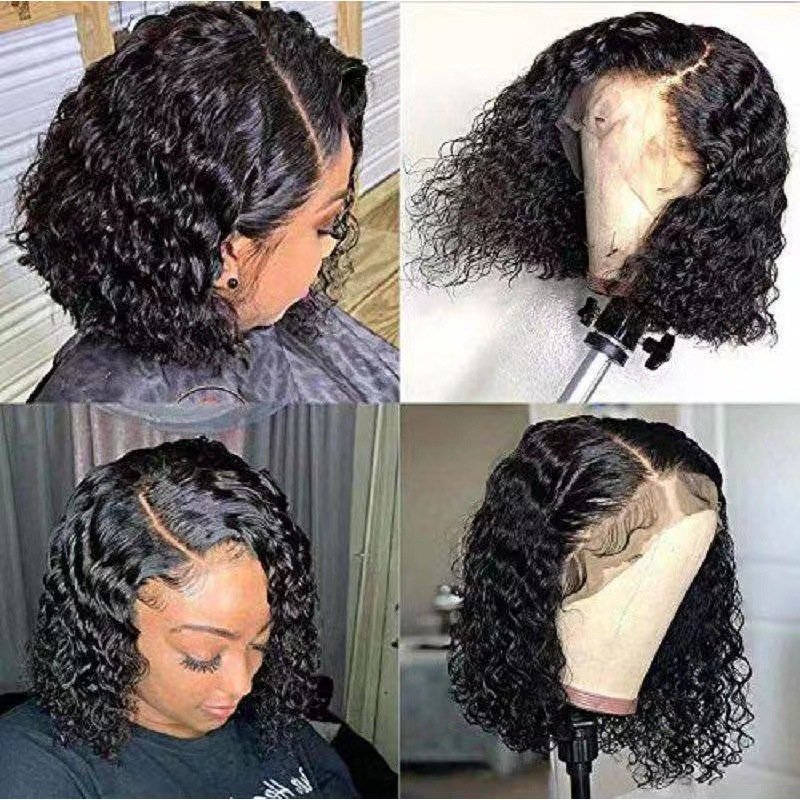 New Human Hair Natural Color Small Curly Short Hair Wig High-temperature Fiber Chemical Fiber Glueless Headband Wig