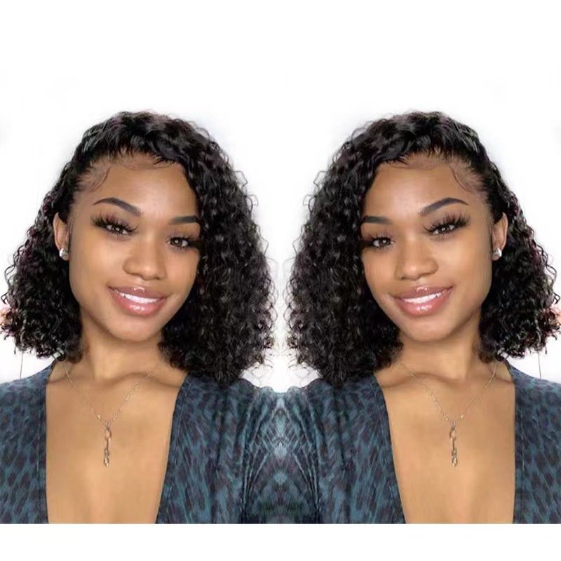 New Human Hair Natural Color Small Curly Short Hair Wig High-temperature Fiber Chemical Fiber Glueless Headband Wig