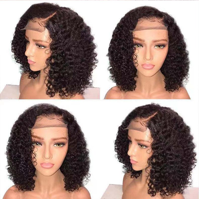 New Human Hair Natural Color Small Curly Short Hair Wig High-temperature Fiber Chemical Fiber Glueless Headband Wig