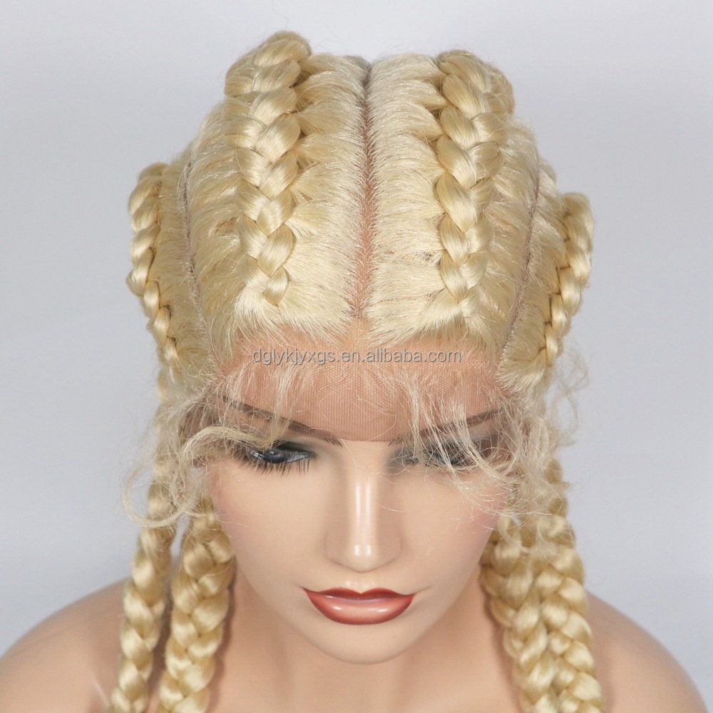 Hot Sale Synthetic Lace Wigs 32inch Long Box Braid Lace Wig Handmade Braided Synthetic Wigs for Women Hair Support Average Size