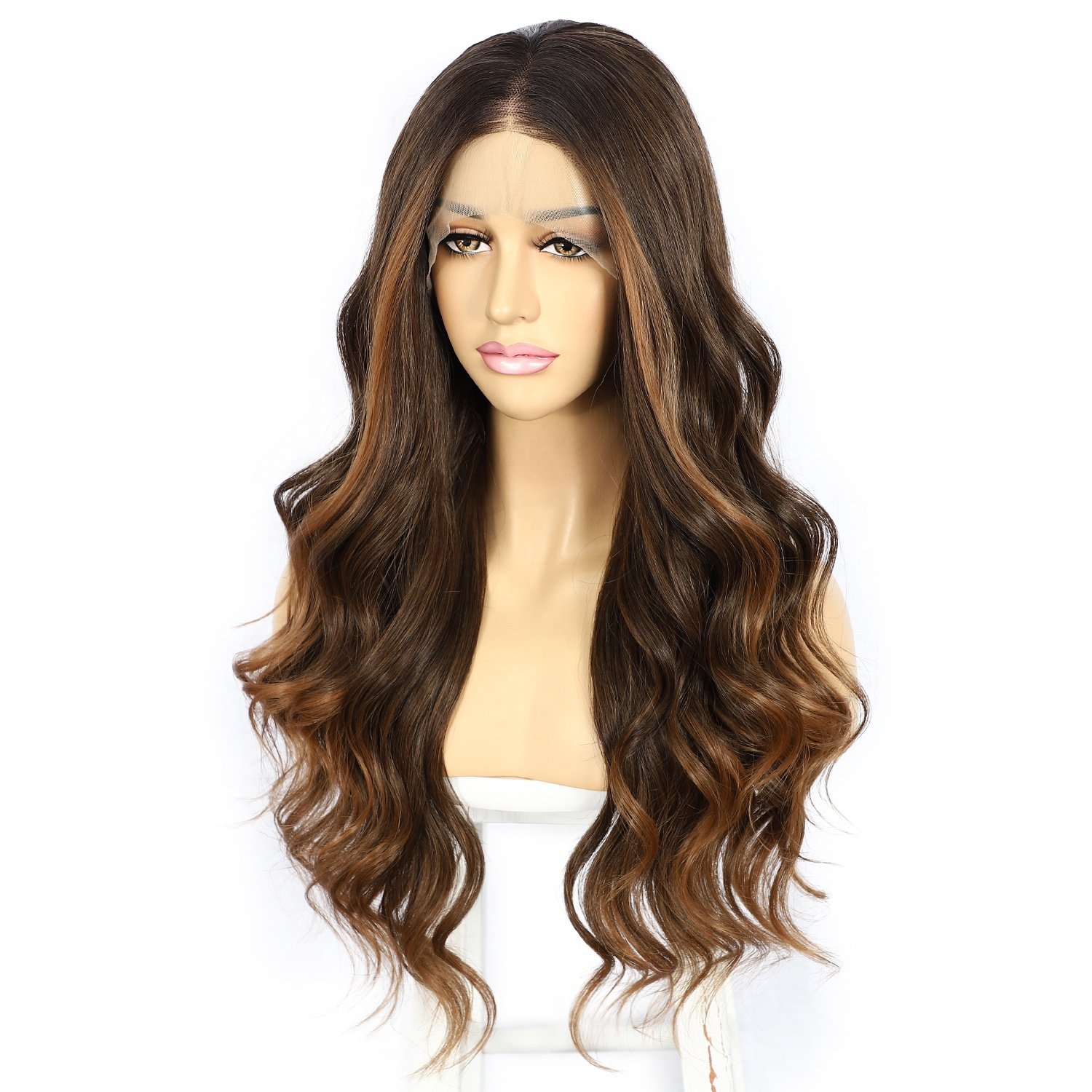 BeautyTown Factory Wholesale Direct Futura Lace Front Wig 13X3 Heat Resistant Fiber Streak Highlight Fashion Women Wigs