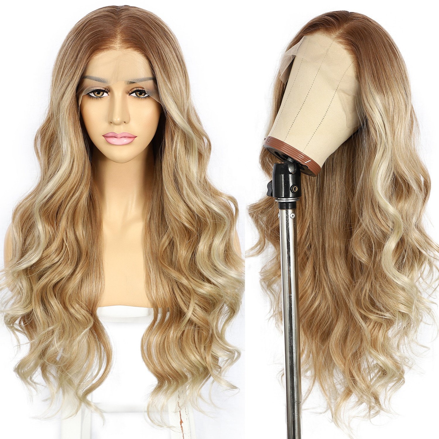 BeautyTown Factory Wholesale Direct Futura Lace Front Wig 13X3 Heat Resistant Fiber Streak Highlight Fashion Women Wigs