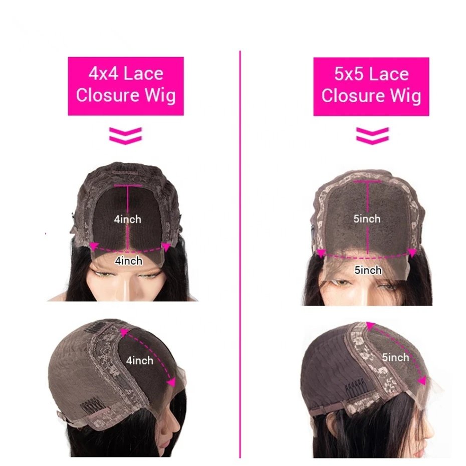 Human Hair Wigs Natural Straight 4x4 Lace Front Closure Brazilian Virgin Human Hair Wig For Black Women 4*4 Lace Closure Wig
