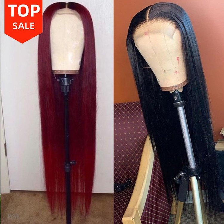 Human Hair Wigs Natural Straight 4x4 Lace Front Closure Brazilian Virgin Human Hair Wig For Black Women 4*4 Lace Closure Wig