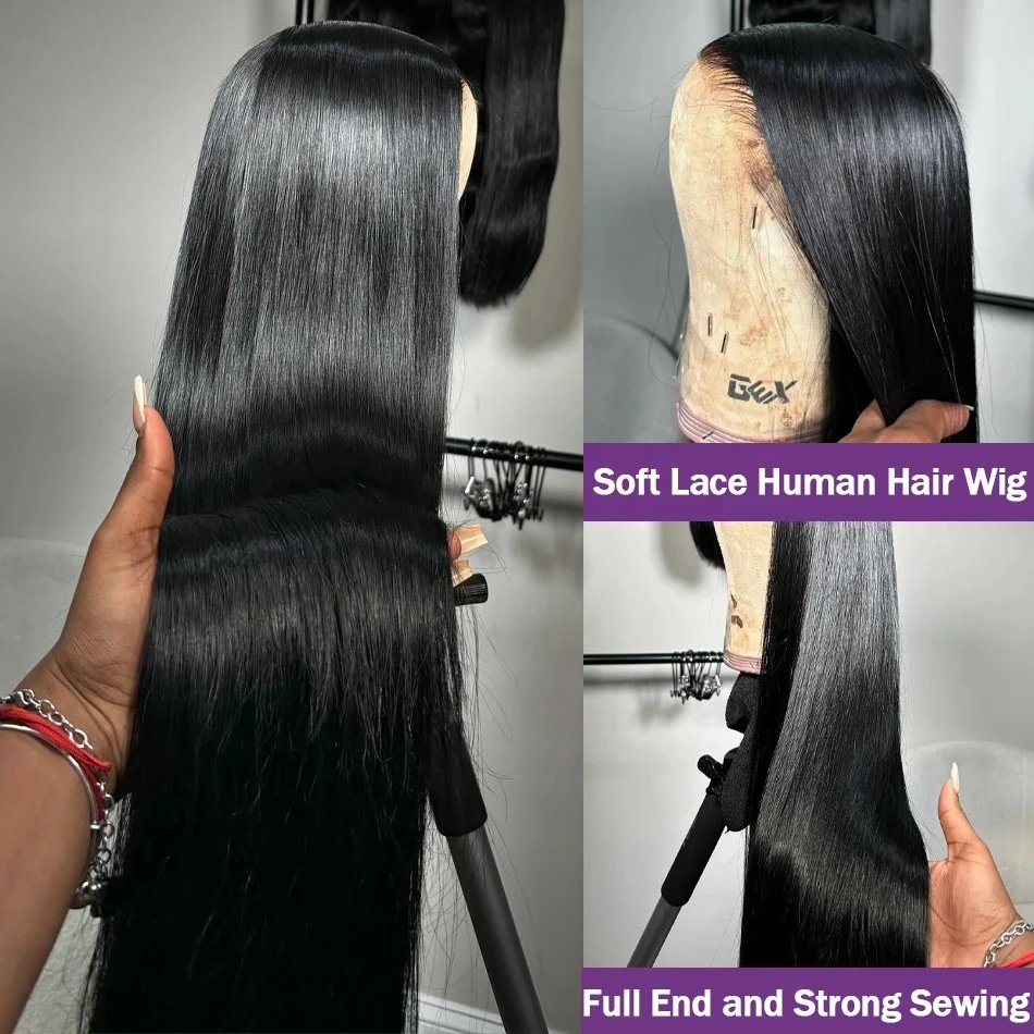 Human Hair Wigs Natural Straight 4x4 Lace Front Closure Brazilian Virgin Human Hair Wig For Black Women 4*4 Lace Closure Wig