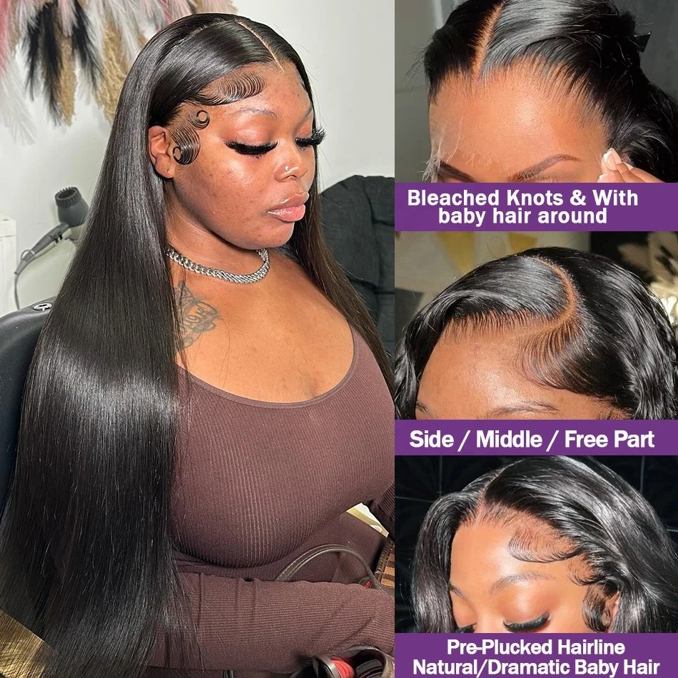 Human Hair Wigs Natural Straight 4x4 Lace Front Closure Brazilian Virgin Human Hair Wig For Black Women 4*4 Lace Closure Wig