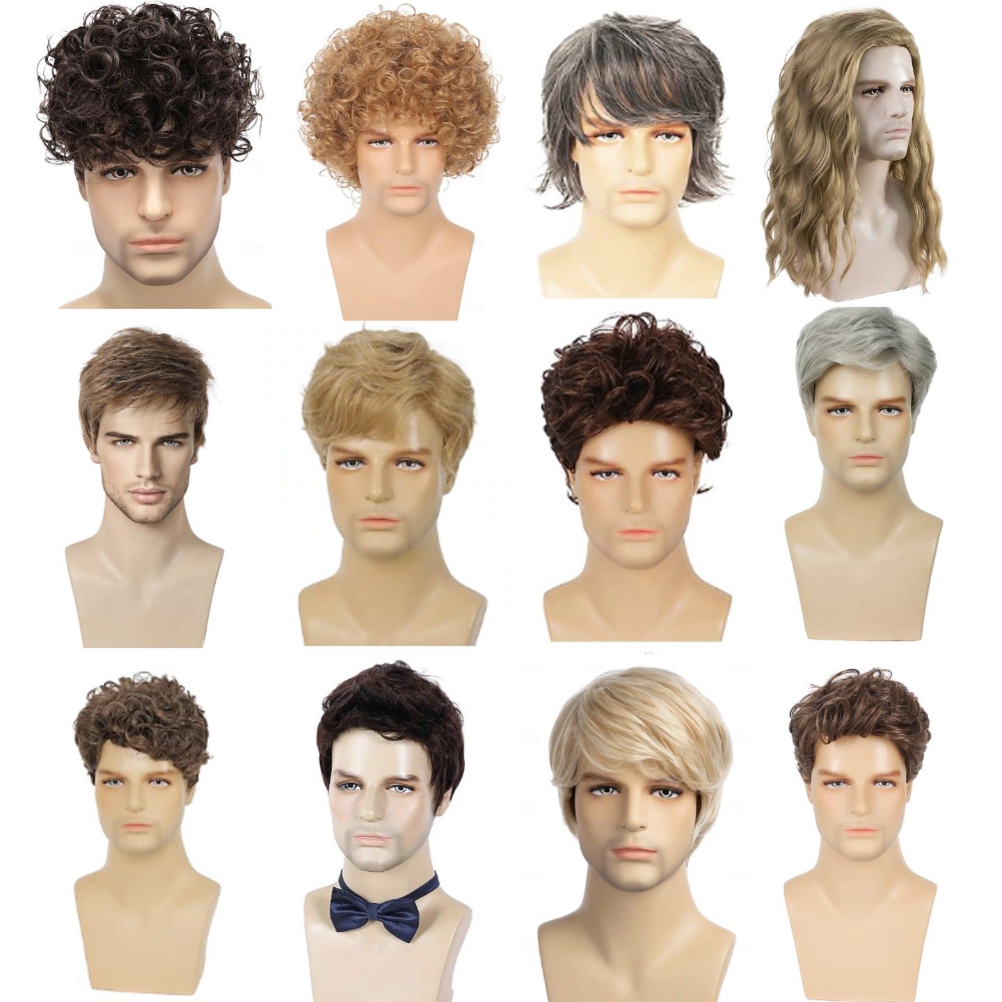 JINRUILI Factory-Priced Comfortable Natural Straight Men's Wig High-Temperature Fiber Short Machine-Made Head Cover
