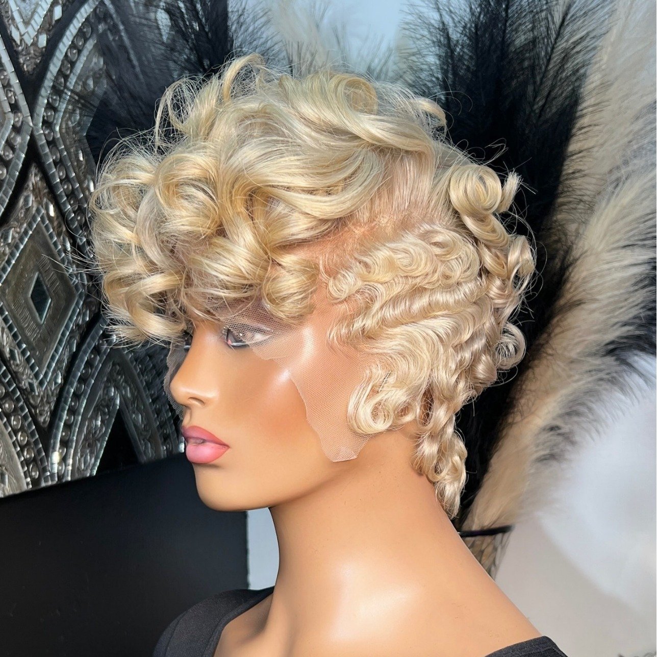 Brazilian wigs short pixie blonde curly wig full lace front human hair wigs for black women