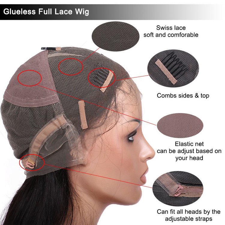 Silk Straight Long Blonde Human Hair Wig, Asian Women Hair Wig, Natural Hair Full Lace Wig for White Women