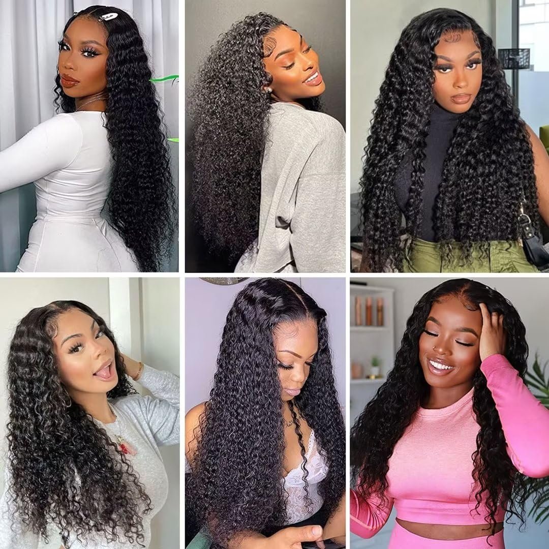 28inch HD Lace Full Virgin Brazilian Human Hair Wigs Deep Wave Curly Transparent Lace Front Human Hair Wigs for Black Women