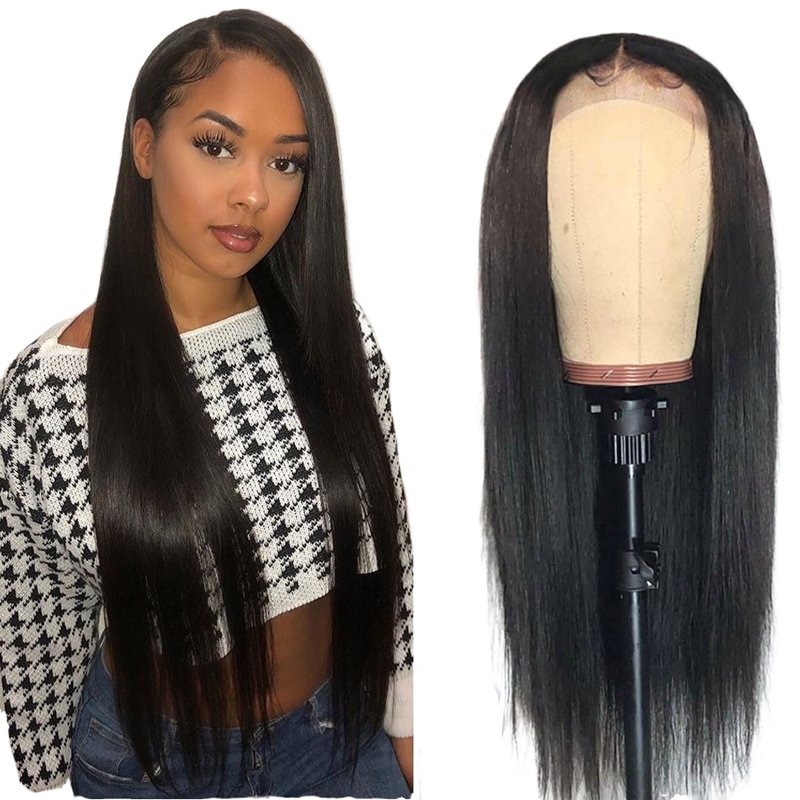 Lace Front Human Hair Wigs With Baby Hair Straight Brazilian Remy Hair Pre Plucked Bleached Knot
