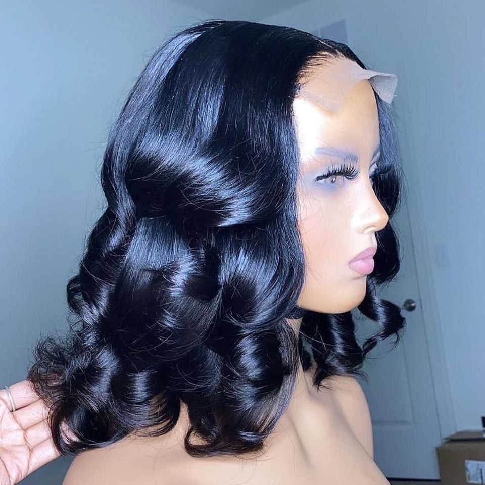 Wave Wavy Lace Front Human Hair Wigs for Black Women Full Hd Frontal Wig Human Hair Ocean Wave Bob Wigs