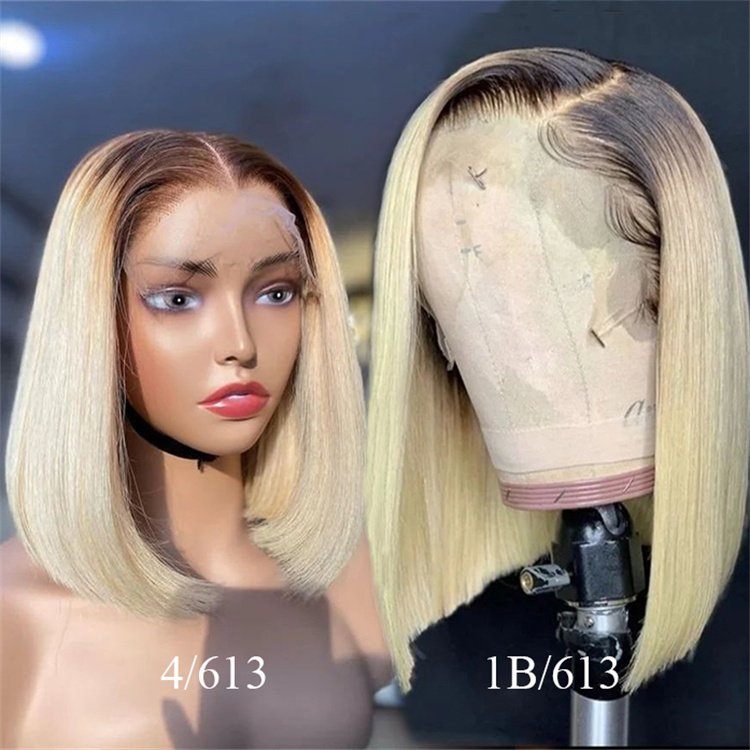 Ombre Brown 613 Colored Raw Hair Vietnamese 13*4 Lace burmese curly HD Glueless short Bob Wig Virgin Brazilian Human Hair Wigs
