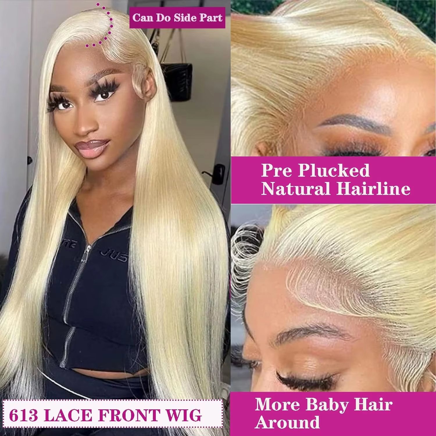 Raw Burmese Honey Blond Hair 13x4 Lace Frontal Wigs Full 300% Density #613 Straight Long Virgin Remy Human Hair Wigs for Women
