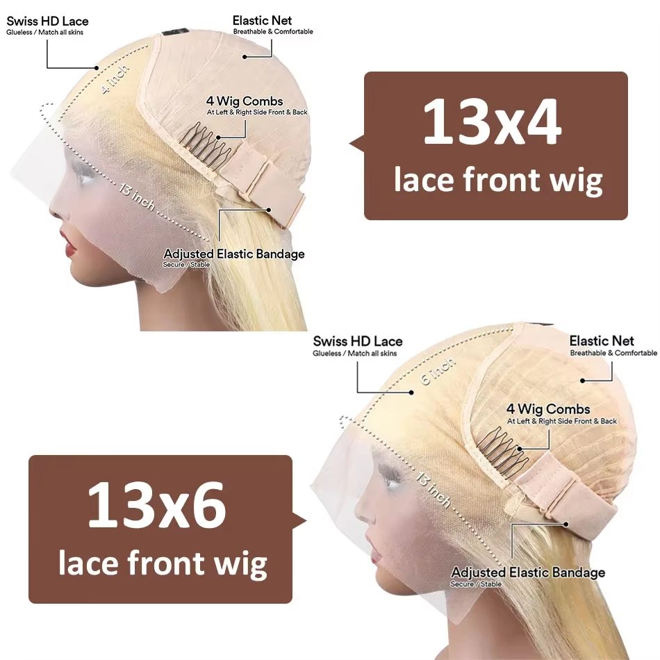 Raw Burmese Honey Blond Hair 13x4 Lace Frontal Wigs Full 300% Density #613 Straight Long Virgin Remy Human Hair Wigs for Women