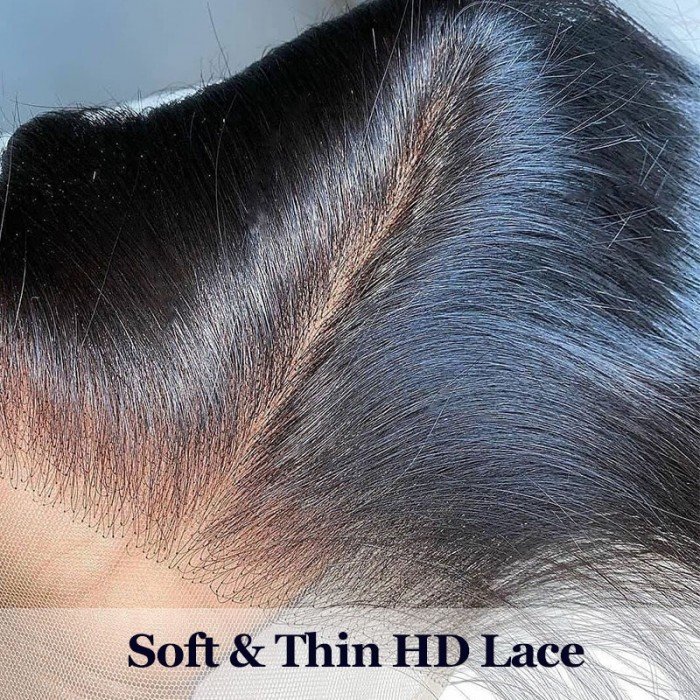 5x5 HD Lace CLosure Wig Human Hair Body Wave Natural Black Lace Frontal Closure Wig 180% Density