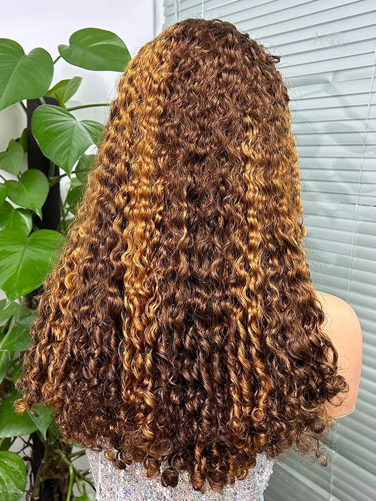4/30 Piano Color 12A Double Drawn Burmese Curly Bob Human Hair Wigs for Women 250% Density Bouncy Curly Remy Human Hair Wigs