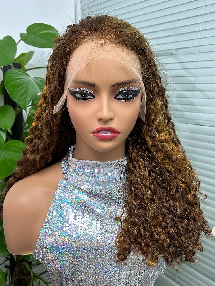 4/30 Piano Color 12A Double Drawn Burmese Curly Bob Human Hair Wigs for Women 250% Density Bouncy Curly Remy Human Hair Wigs