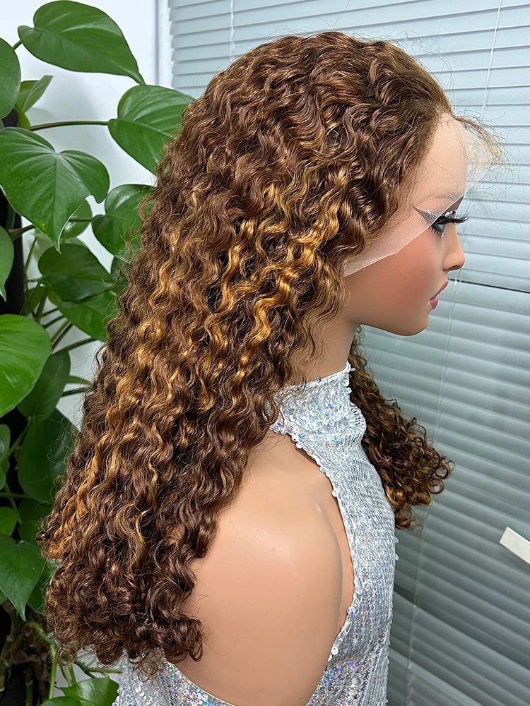 4/30 Piano Color 12A Double Drawn Burmese Curly Bob Human Hair Wigs for Women 250% Density Bouncy Curly Remy Human Hair Wigs
