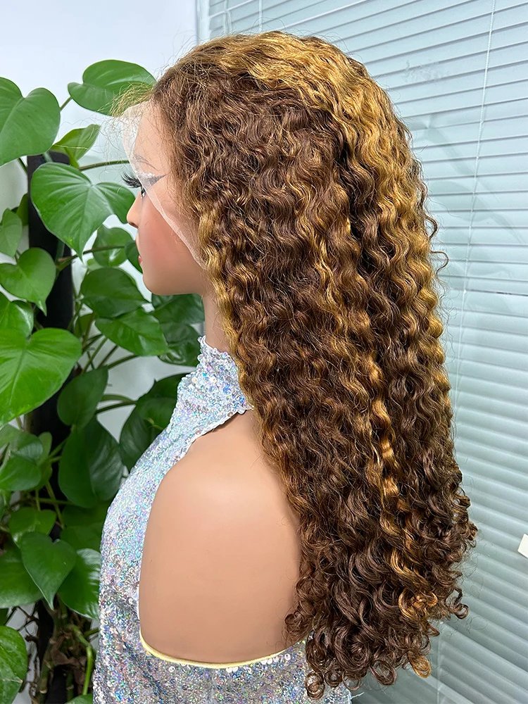 4/30 Piano Color 12A Double Drawn Burmese Curly Bob Human Hair Wigs for Women 250% Density Bouncy Curly Remy Human Hair Wigs