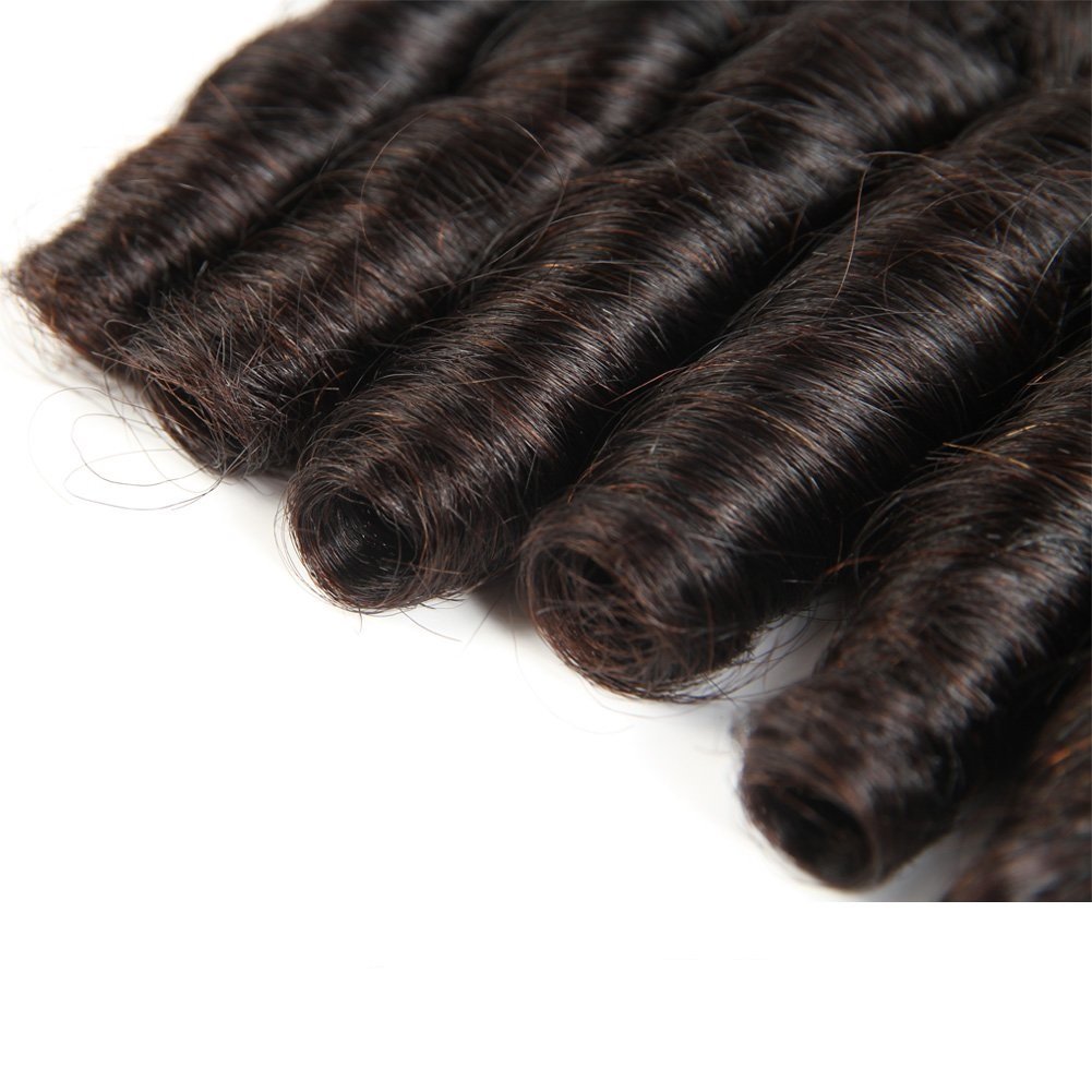 Brazilian Funmi Loose Curly Human Hair Spring Curl Hair 3 Bundles with Closure Tight Curls Bundle bouncy curly