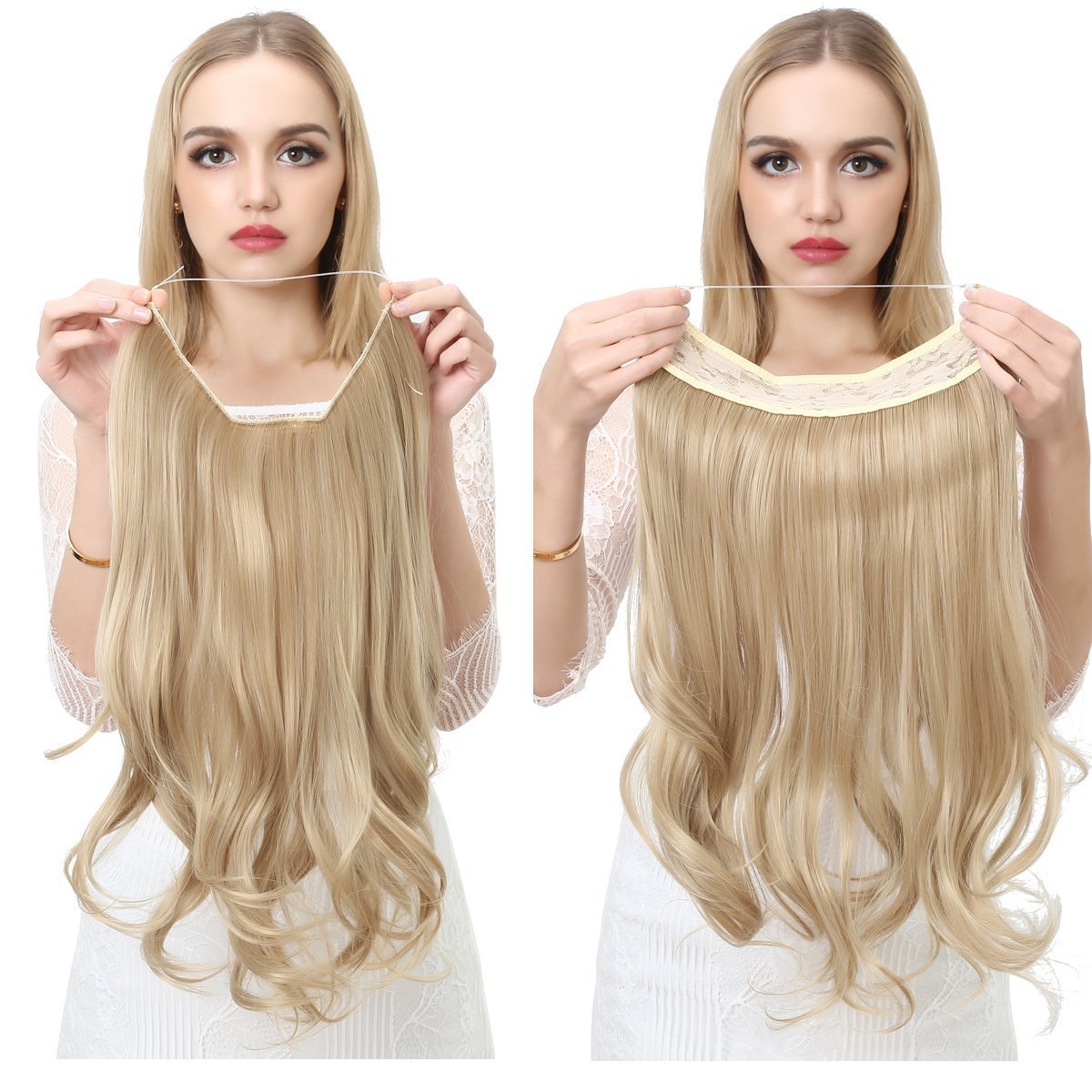 One Piece Multi hair U-shaped hair Extensions, Fishing Line wig, Invisible And Natural, Long Curly hair