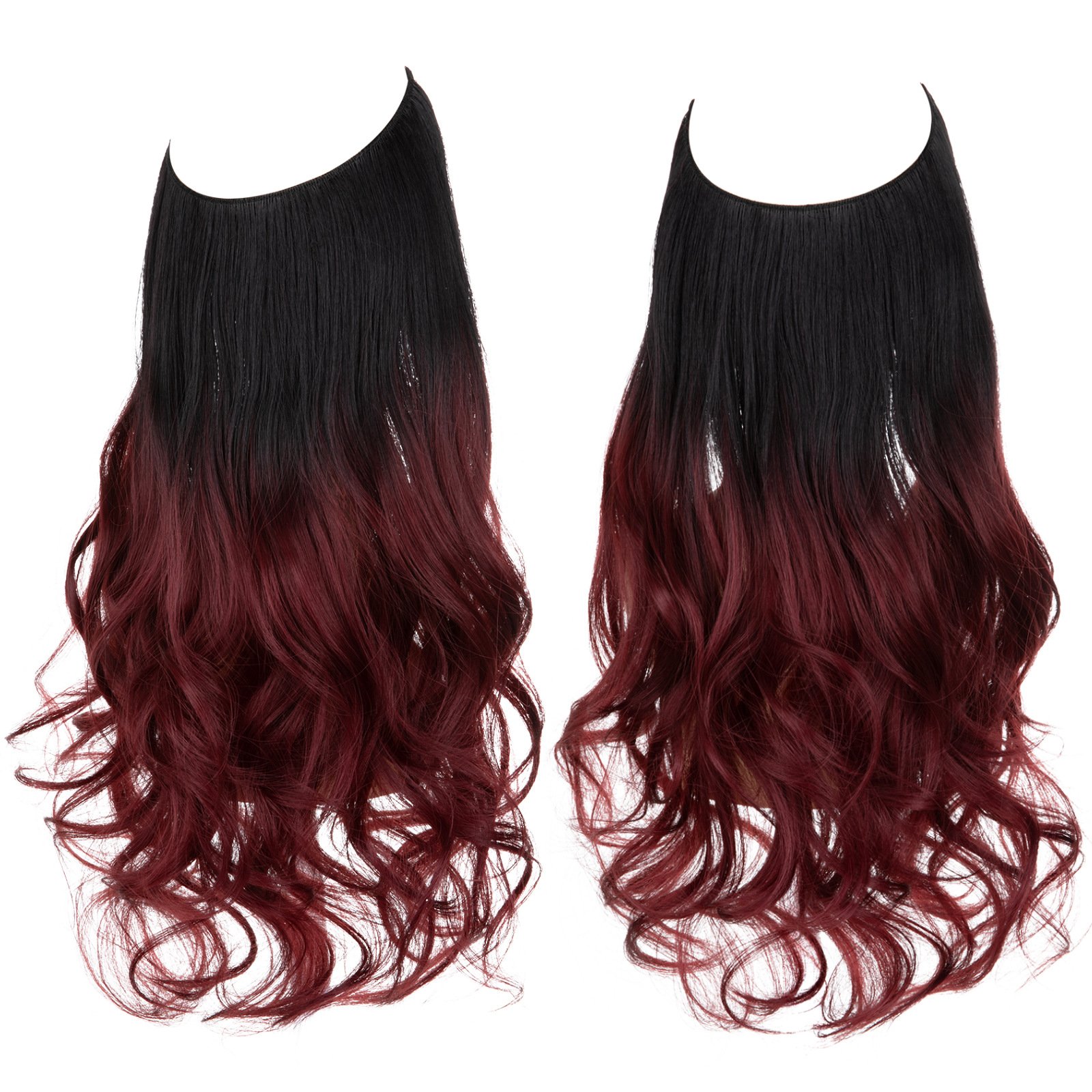 One Piece Multi hair U-shaped hair Extensions, Fishing Line wig, Invisible And Natural, Long Curly hair