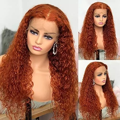 Most popular orange water wave human hair wig density 360 lace frontal wig with baby hair 100% human hair full lace front wigs