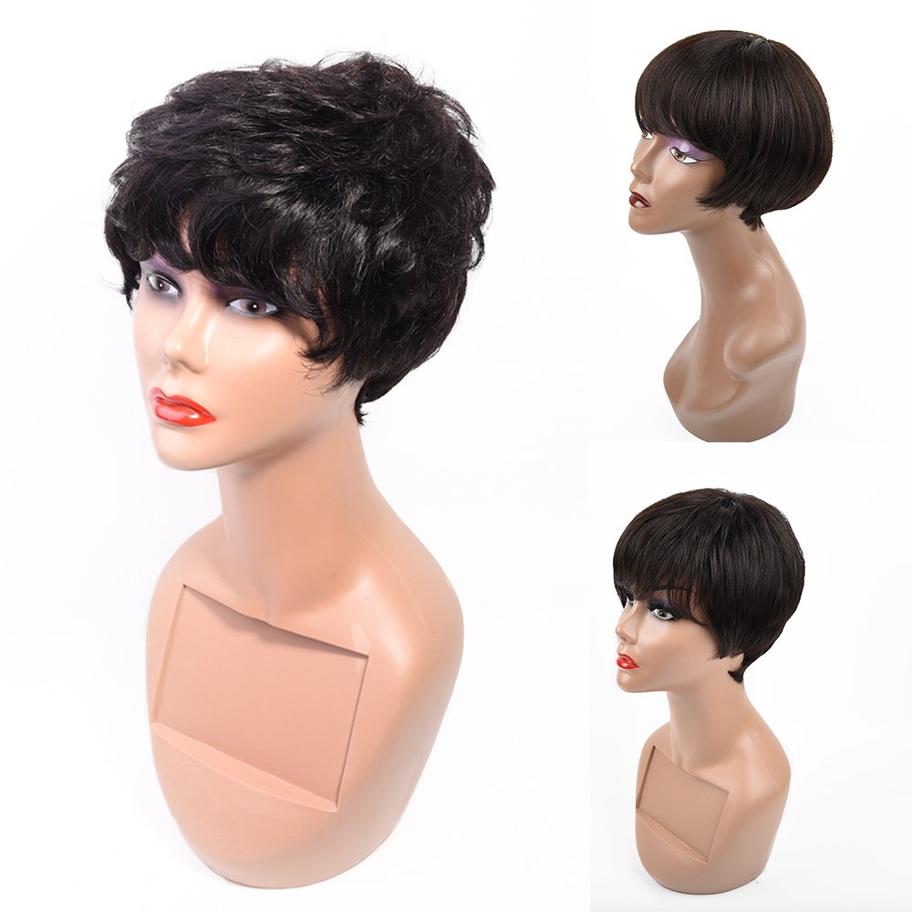 Vast Short Afro Kinky Curly Human Hair Wigs for Black Women Brazilian Virgin Short Curly Afro Wigs Human Hair None Lace 150% Den