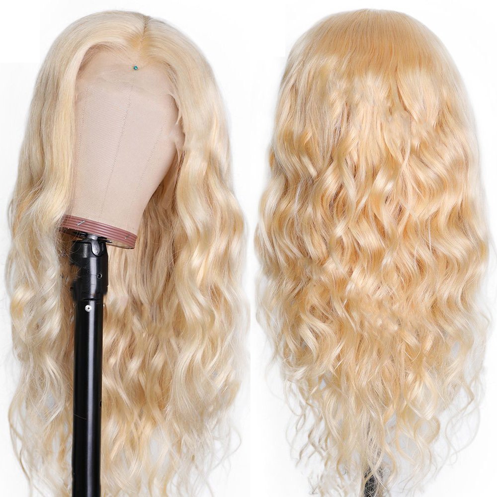 New Arrival Curly frontal 613 blonde hd human hair lace 100% virgin human hair wig front lace brazilian hair wig vendor