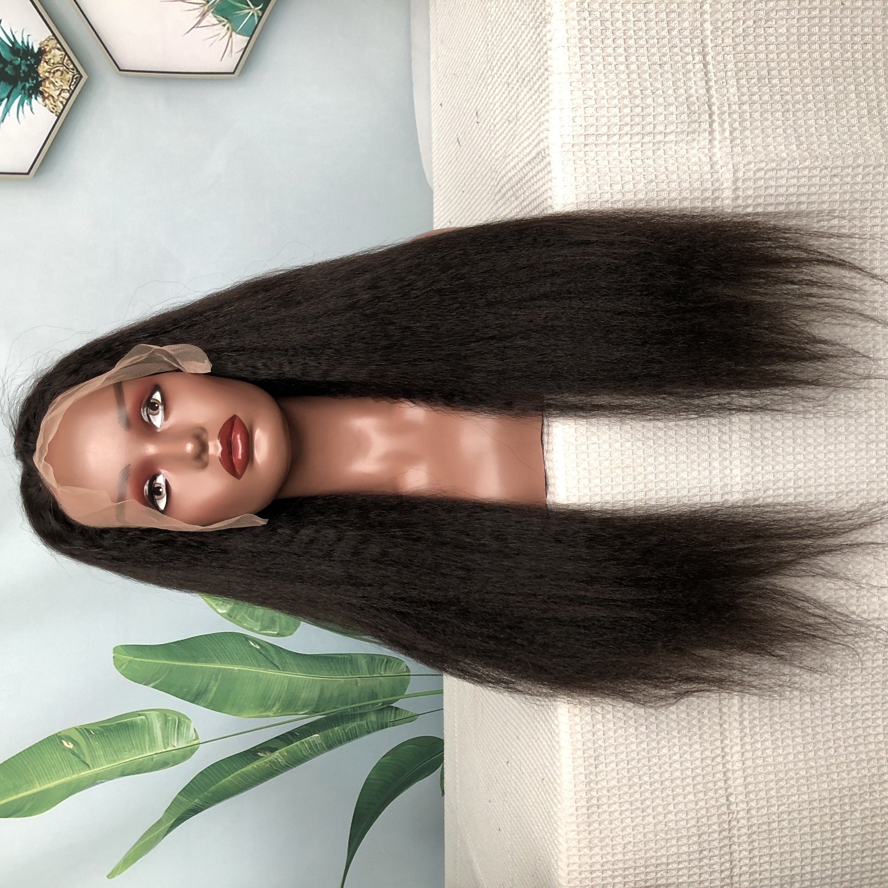 Wholesale Raw Indian Virgin Human Hair Wigs 350 Density Full Lace Frontal Wig Transparent Lace Front Glueless Kinky Straight Wig