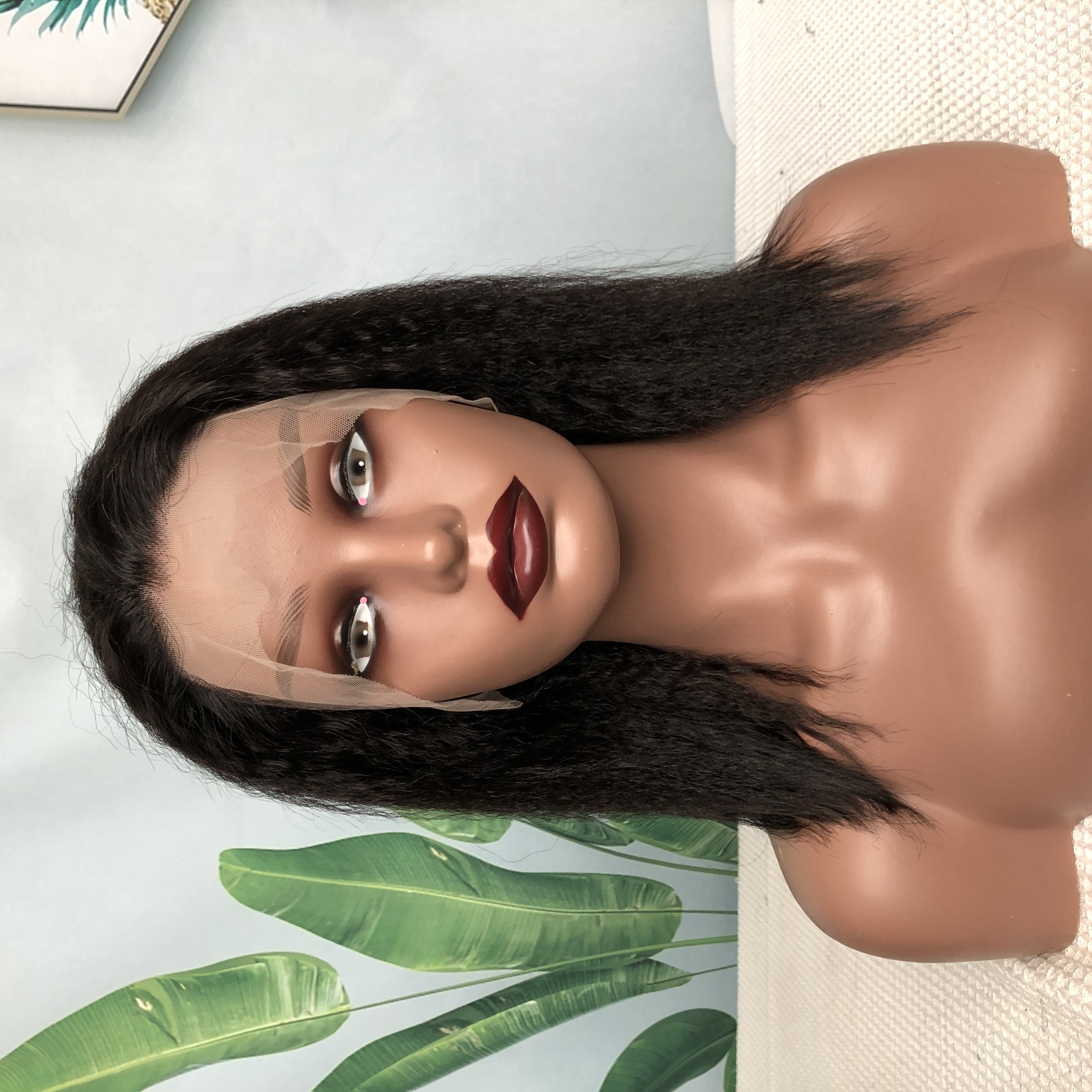 Wholesale Raw Indian Virgin Human Hair Wigs 350 Density Full Lace Frontal Wig Transparent Lace Front Glueless Kinky Straight Wig