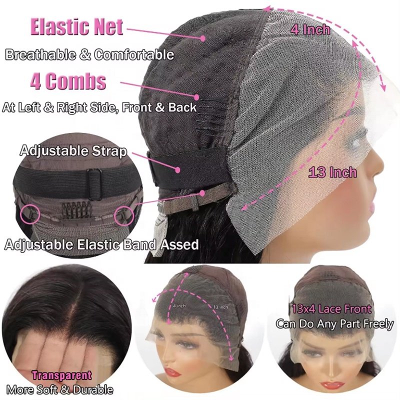 Ready To Ship Wholesale 13*4 Full Lace Frontal Wig 180% Density Body Wave Natural Color PrePlucked Brazilian Human Hair Wigs