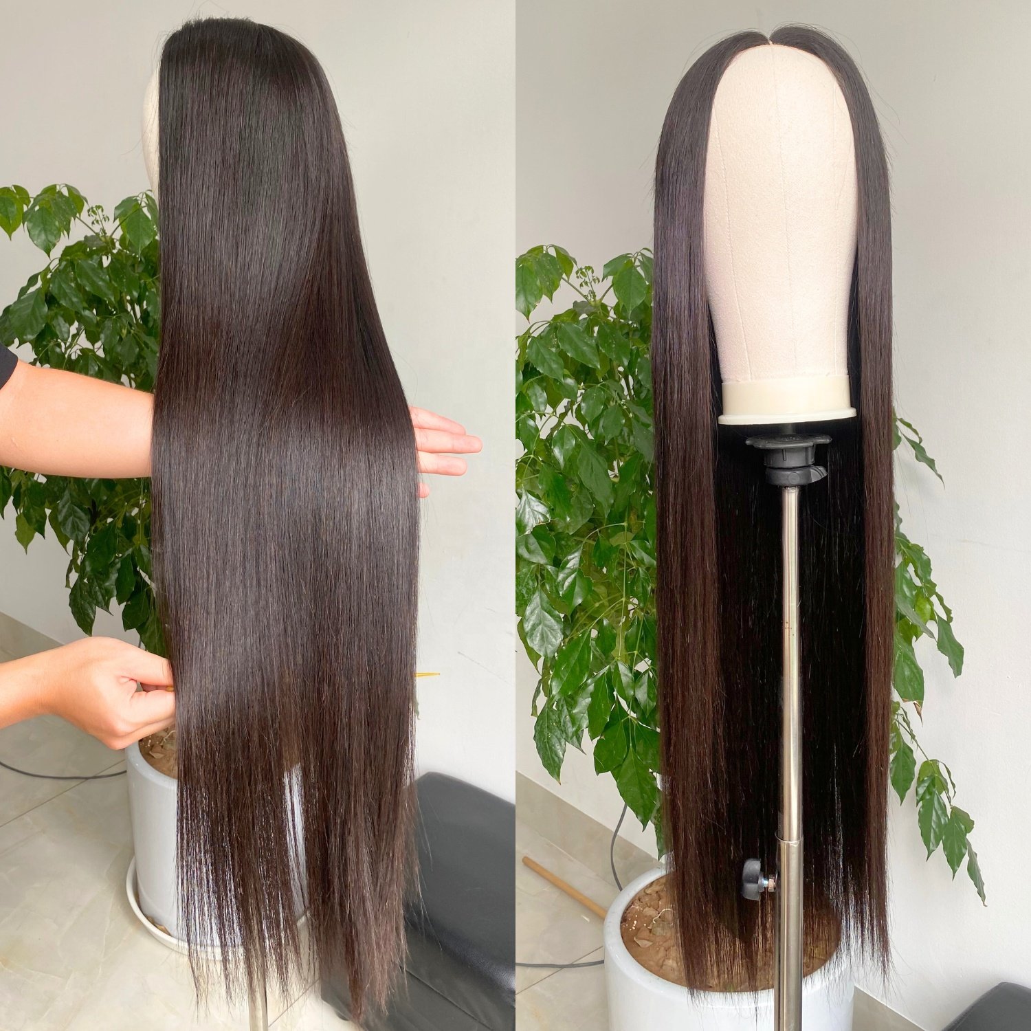 Full Length Various Color Vietnamese Human Hair Extensions HD Lace Frontal Wig Bone Straight Hair Cheap Price