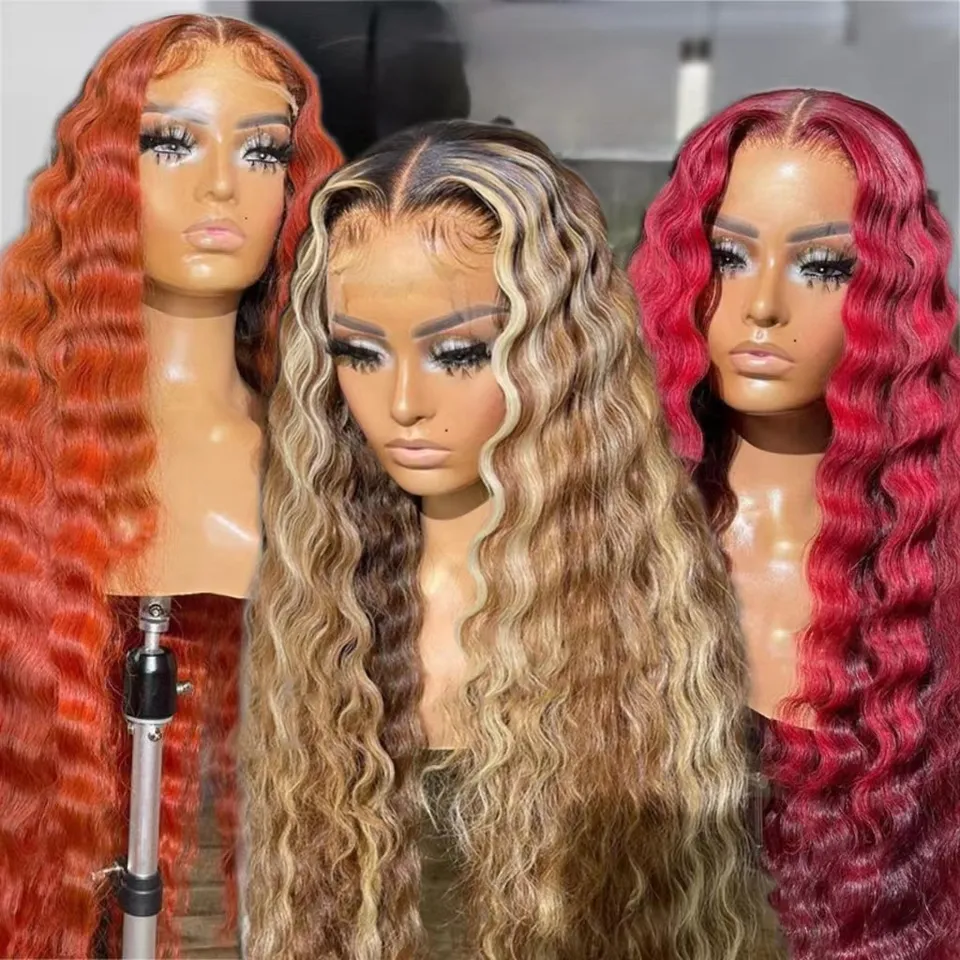 Peruvian Hair Customized color wigs 13x6 Human Hair Transparent Hd Lace Frontal wigs High Density loose wave lace wigs