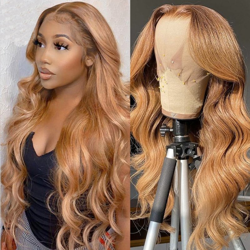 27# Brown Colored Wigs Raw Indian Virgin Transparent 360 Full Lace Human Hair Wig For Black Women Straight Hd Lace Frontal Wig