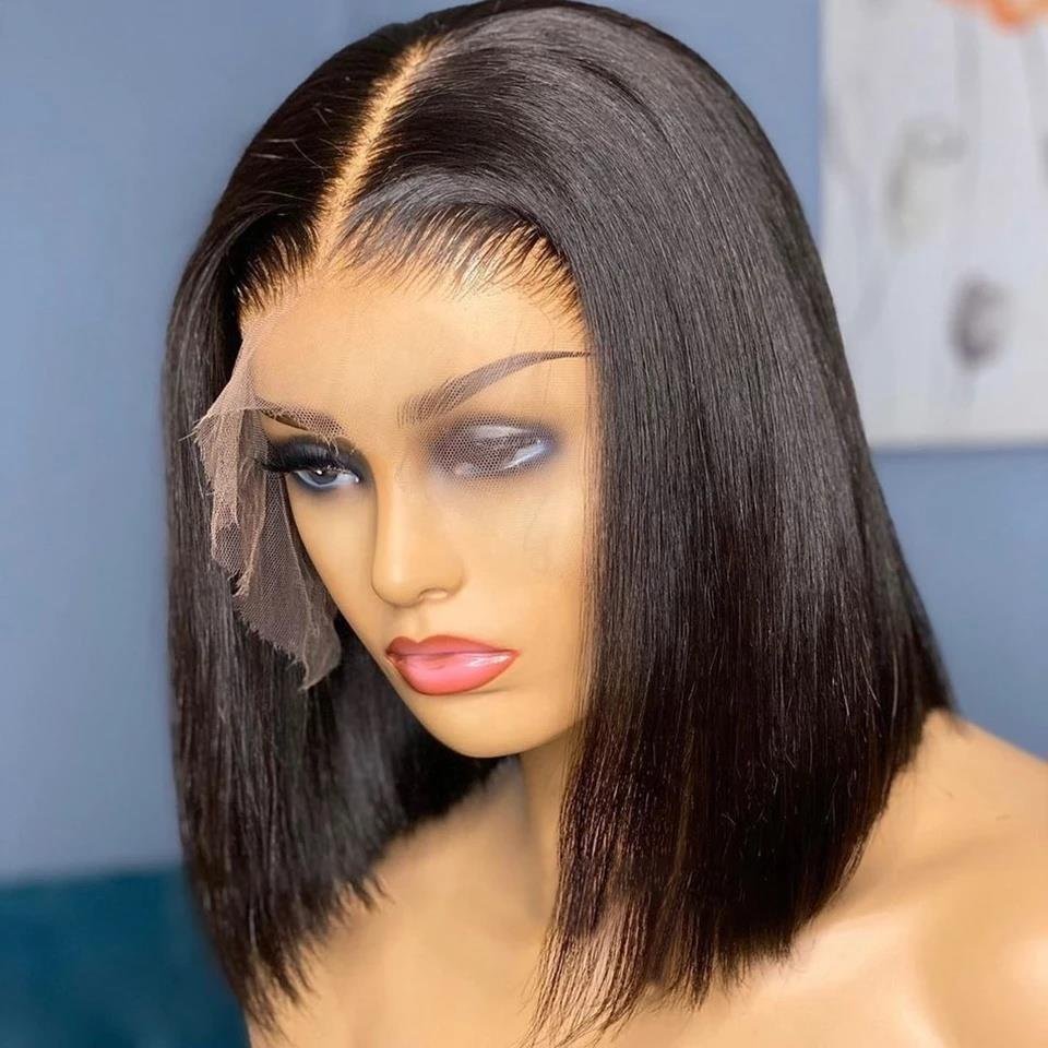 Glueless Brazilian Short Bob Wig With Bangs, Bang Curly Wig, Cheap Curly Human Hair Bang Wig No Lace Human Hair Wigs