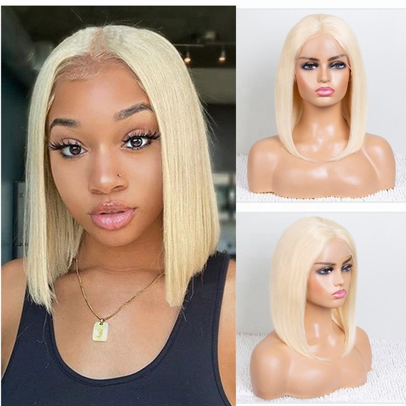 Cheap Peruvian 613 Blonde Colored Bob Wig,Raw Virgin Transparent Hd Full Lace Human Hair Wig,100% Bob Wig Human Hair Lace Front