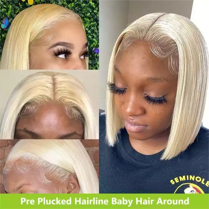 Cheap Peruvian 613 Blonde Colored Bob Wig,Raw Virgin Transparent Hd Full Lace Human Hair Wig,100% Bob Wig Human Hair Lace Front