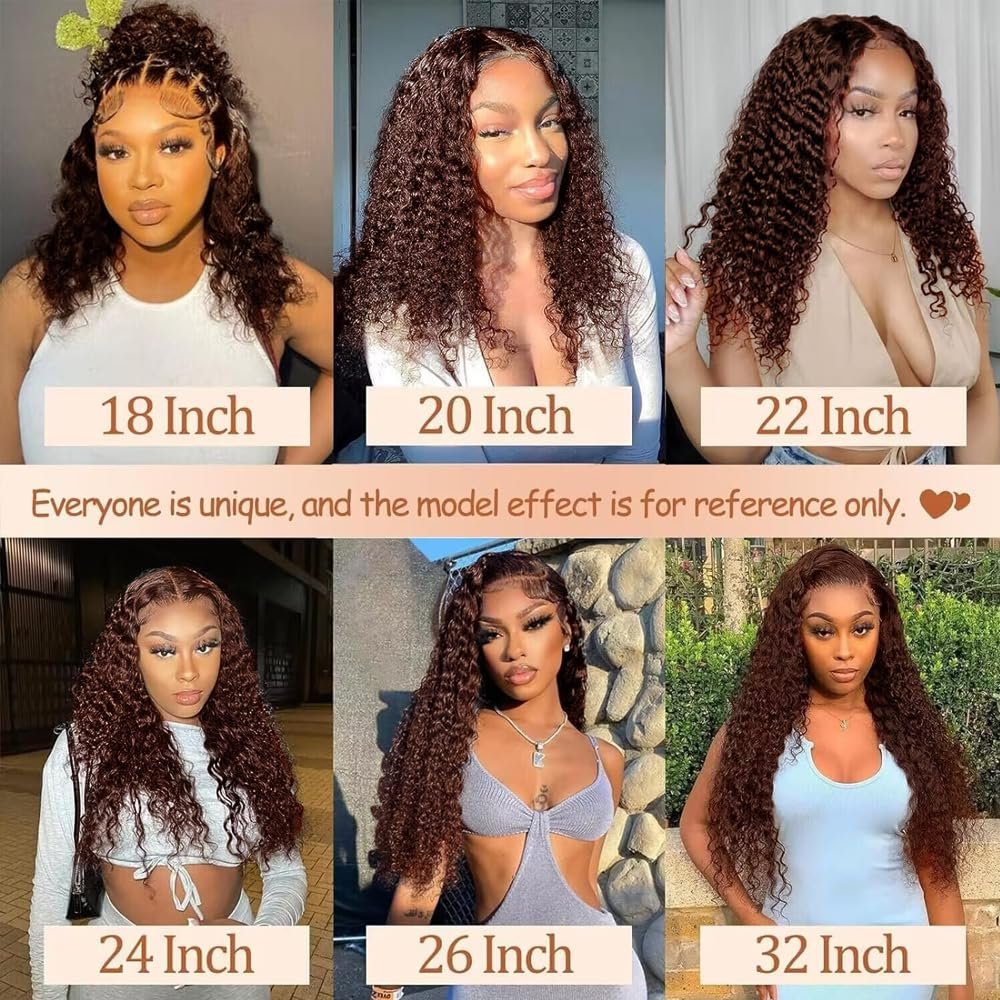22 Inch Deep Wave Chocolate Brown Color Wig 13*4 Lace Front Wigs for Women Brazilian Human Hair Wigs