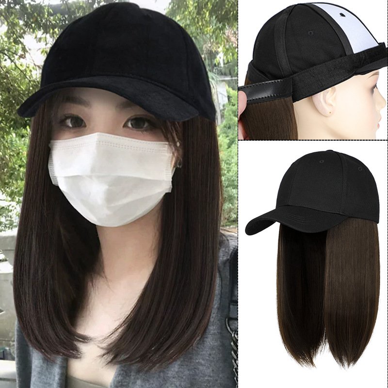 Factory Price Short Straight Hair HD Wig Cap Synthetic Wigs Full Bob Baseball Cap Human Hair Extensions Wig Hair Extensions