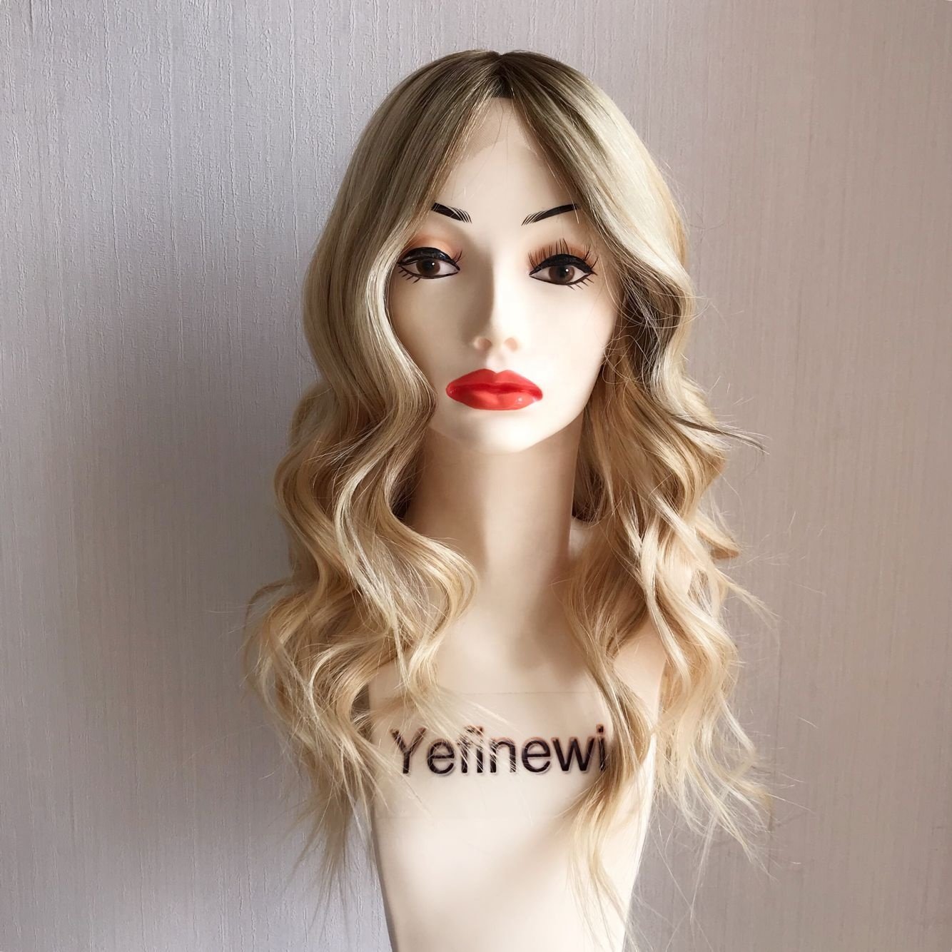 yefinewig silk top glueless silk top blonde ombre dark rooting human hair wig