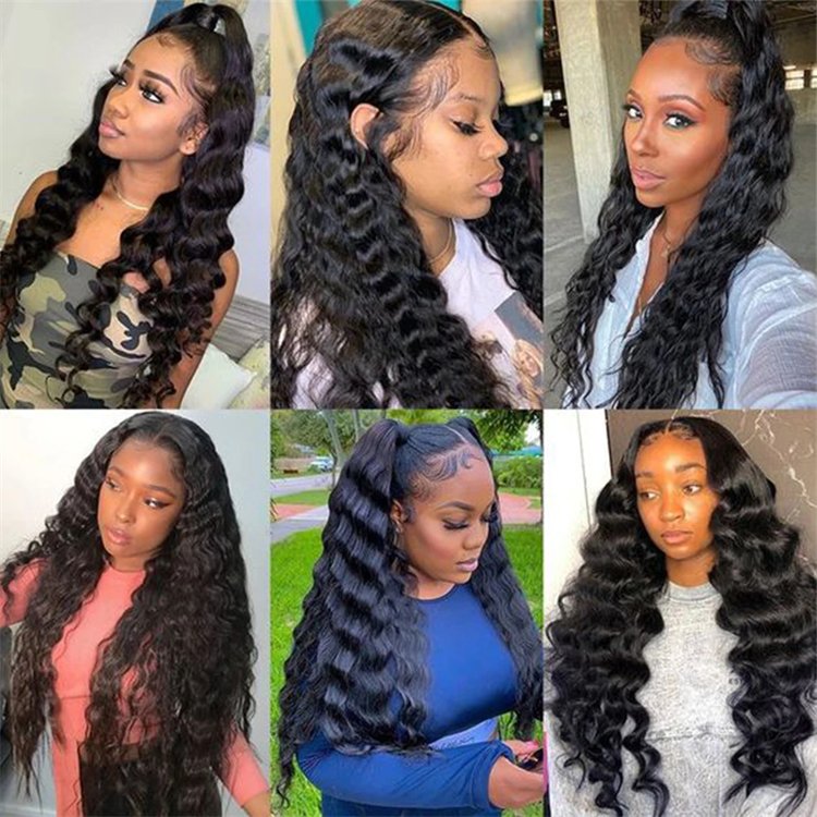 30 inch Loose Deep Wave Lace Frontal Wig Curly Cheap INDIAN Black Color Human Hair Wigs For Black Women